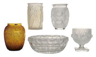 Four Lalique Vases and a