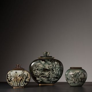 Gunnar Nylund for Rörstrand, Two Lidded Jars and One Vase
