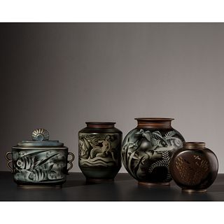 Gunnar Nylund for Rörstrand, Two Lidded Jars and Two Vases