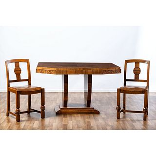 An Art Deco Table with Four Side Chairs