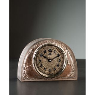 René Lalique, Moineaux Domed Clock with Art Deco Face