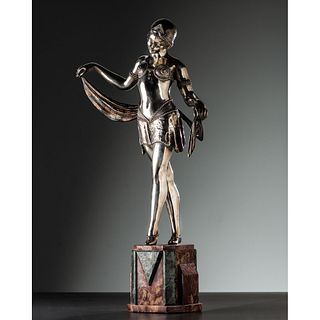 An Art Deco Sculpture of a Dancer, signed C. Mirval