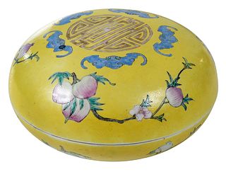 Chinese Yellow Ground Porcelain Box and Cover