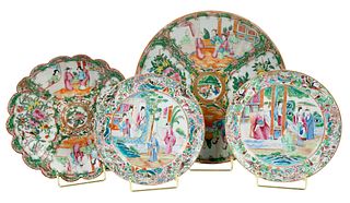 Four Rose Medallion Porcelain Platters
