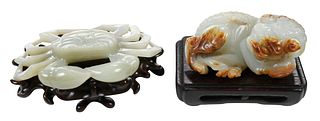 Two Carved Hardstone Animals with Stands