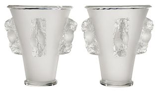 Pair Lalique Saint Emilion Vases