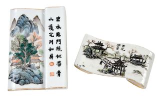 Two Chinese Enameled Porcelain Scholar's Objects