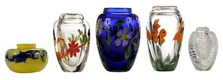 Five Orient & Flume Paperweight Vases