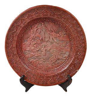 Chinese Red Cinnabar Lacquer Plate