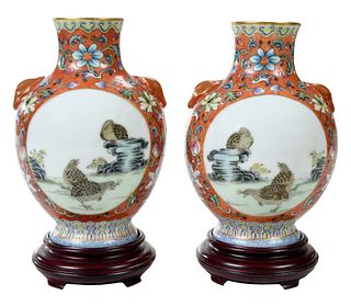 Pair of Famille Rose Vases With Jiaqing Mark