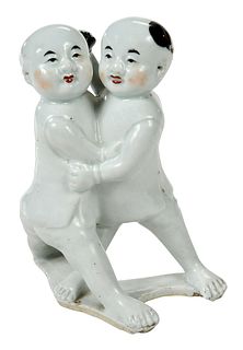 Chinese Twin Boys Porcelain Figural Group