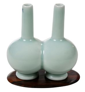 Chinese Celadon Glazed Conjoined Porcelain Vase