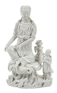 Chinese Blanc De Chine Porcelain Guanyin Figure