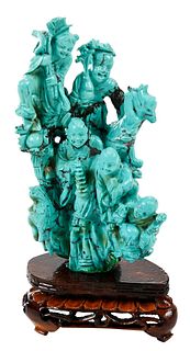 Turquoise Figural Group of Immortals