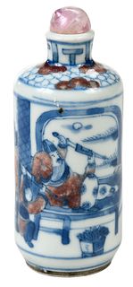 Chinese Porcelain Snuff Bottle With Warrior