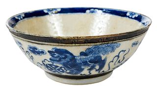 Chinese Nanking Blue and White Porcelain Bowl