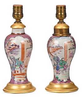Pair of Chinese Export Vases Mounted as Lamps