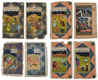 Group of 21 Painted Mughal Manuscript Pages