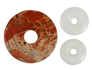 Three Carved Hardstone Bi Disks