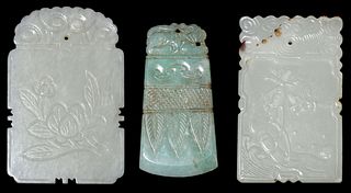 Two Small Carved Jade Tablets, Jade Ax Head