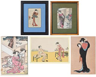 Group of Five Japanese Woodblock Prints