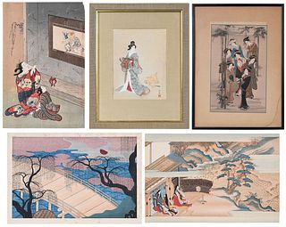 Group of Five Japanese Woodblock Prints