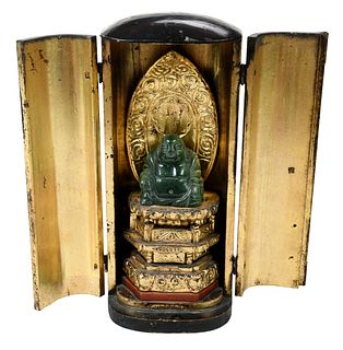 Japanese Traveling Shrine with Hardstone Buddha