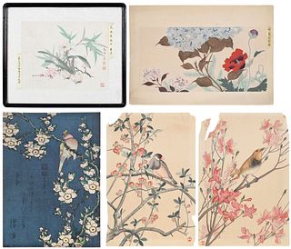 Group of Five Kacho-e Japanese Woodblock Prints