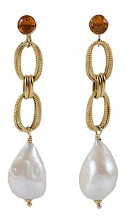 Pearl and Citrine Earrings