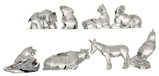 Eight Baccarat Crystal Animal Figures