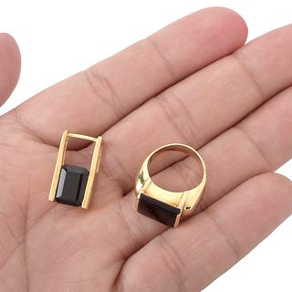 Onyx and 14K Ring and Pendant