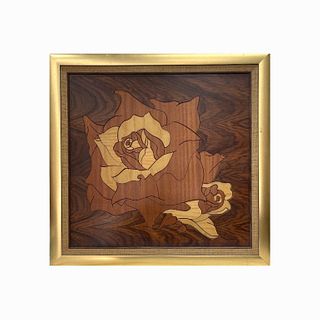 Rose Engraved Wood Wall Plaque