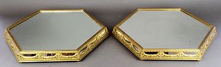 Pair of 19th C. French Bronze Mirrored Plateaus