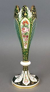 19th C. Bohemian Diamond Cut Vase