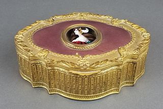 19th C. French Bronze & Enamel Jewelry Box