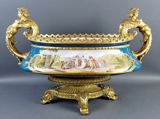 A 19th C. Sevres Bronze and Porcelain Centerpiece,
