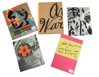 Five Andy Warhol Books, to include "Pre-Pop Warhol," "Wild Raspberries," "Andy Warhol A Retrospective," "Andy Warhol's Index (Book)" and "The Andy War