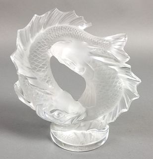 Lalique Crystal Deux Poissons Double Fish Sculpture