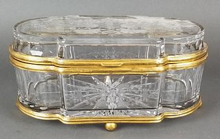 Huge French Bronze & Baccarat Crystal Jewelry Box
