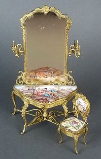 19th C. Austrian Viennese Enamel Vanity Table with