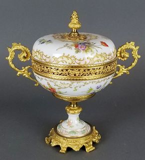 Sevres Style Porcelain Covered Bowl