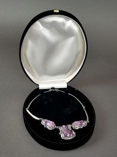 A Russian Silver & Amethyst Necklace