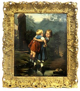 19th C Large Oil On Canvas  Painting by John Edmund