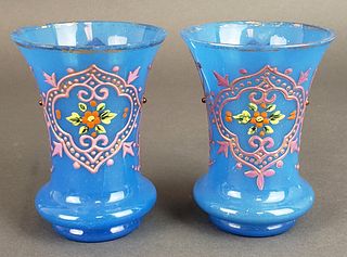 Pair of French Opaline Glass Vases