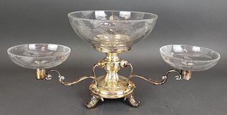 Silverplated & Glass Epergne