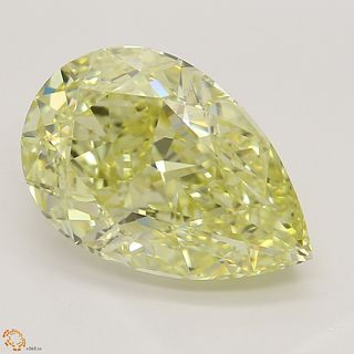 4.06 ct, Natural Fancy Yellow Even Color, IF, Pear cut Diamond (GIA Graded), Appraised Value: $146,100 