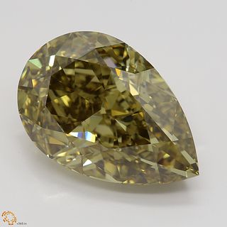 12.54 ct, Natural Fancy Dark Brown Greenish Yellow Even Color, VVS2, Pear cut Diamond (GIA Graded), Appraised Value: $318,400 