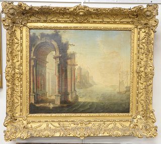 Continental School (19th century), view of Venetian ruins, oil on relined canvas, unsigned, 20" x 24".