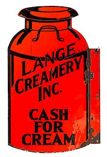 Lange Creamery Tin Advertising Sign 