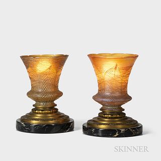 Pair of Henry Winter Art Glass Boudoir Lamps